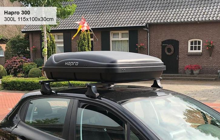 Te huur: Hapro 300L 115x100x30cm dakkoffer, Auto diversen, Dakkoffers, Zo goed als nieuw, Ophalen