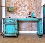 India Ibiza bureau in turquoise blauw/ vintage desk, Ophalen of Verzenden, Mina Donyavi Art Gallery, Donyavimin@gmail.com, 5363st