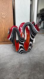 JOZEFINA ERUPT POLISH GLASS VASE BOWL BLACK ZEBRA RED, Huis en Inrichting, Woonaccessoires | Vazen, Ophalen of Verzenden, Minder dan 50 cm