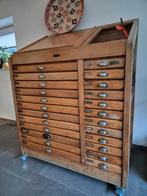 Oude Drukkerijkast / Zetbok/ Letterkast op wielen, Antiek en Kunst, Ophalen