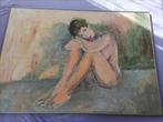 Schilderij van een vrouw. Afmeting 100 bij 70 cm schilder on, Antiek en Kunst, Kunst | Schilderijen | Klassiek, Ophalen