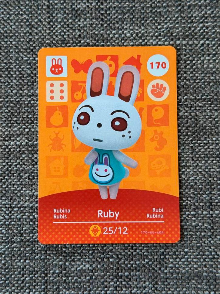 Animal Crossing Amiibo Kaart - Ruby #170, Verzamelen, Speelgoed, Zo goed als nieuw, Ophalen of Verzenden