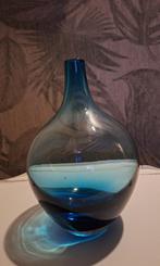 Handgemaakte Jelinek vaas, Blauw, Ophalen of Verzenden, Minder dan 50 cm, Glas