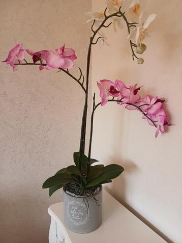 Orchidee kunstplant roze met witte takken 75 hoog beschikbaar voor biedingen
