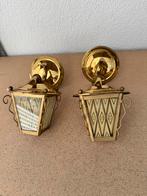 Set lantaarn wandlampen messing, Ophalen of Verzenden