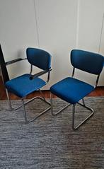 2x Vintage buisframe stoelen – Gispen-stijl, Ophalen, Gebruikt, Twee, Blauw