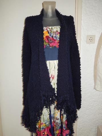 Miss83 vest blauw mt36/38 bobbeltjes stof sjaalkraag zgan beschikbaar voor biedingen