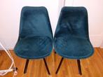 Kick collection 2 blauwe velvet velours stoelen, Blauw, Twee, Stof, Zo goed als nieuw
