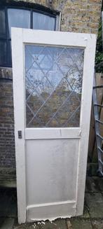 Deur met glas-in-lood (201 x 77,8), Doe-het-zelf en Verbouw, Deuren en Horren, Ophalen, Gebruikt, Minder dan 80 cm, Binnendeur