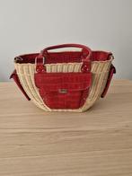 Unieke Wicker Handtas met Rode Croco-Details, Sieraden, Tassen en Uiterlijk, Tassen | Damestassen, Ophalen, Gebruikt, Rood, Handtas