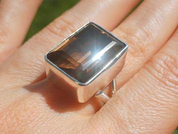 Vanoli 925 zilveren ring met rookkwarts maat 19,75  beschikbaar voor biedingen