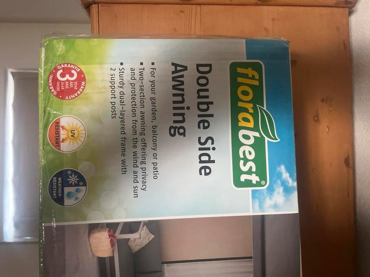 FloraBest Dubbel Zijscherm - Nieuw in doos!, Tuin en Terras, Zonneschermen, Nieuw, Screen, 150 tot 300 cm, 250 cm tot 450 cm, Elektrisch