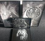 Dieren schilderijen 4x (gratis), Ophalen, Minder dan 50 cm, Gebruikt, Schilderij