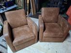 2 suede fauteuils, Huis en Inrichting, Fauteuils, Ophalen, Zo goed als nieuw, Leer, 75 tot 100 cm