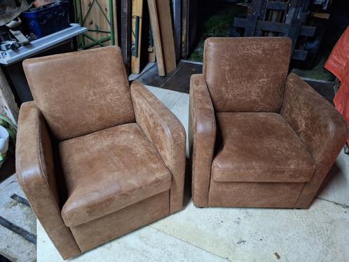 2 suede fauteuils, Huis en Inrichting, Fauteuils, Zo goed als nieuw, Leer, 50 tot 75 cm, 75 tot 100 cm, Ophalen