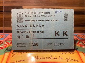 Ajax -Dukla ticket toegangskaart 1967 beschikbaar voor biedingen
