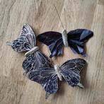 Kerstversiering vlinders zwart goud 3st, Diversen, Kerst, Ophalen of Verzenden, Zo goed als nieuw
