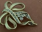 Antieke gouden broche strik edelsteen Roos Diamanten 14 kar, Sieraden, Tassen en Uiterlijk, Broches, Verzenden, Minder dan 4 cm