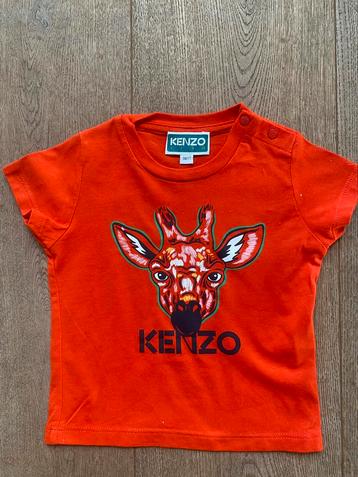 KENZO shirt oranjerood met giraffe maat 74