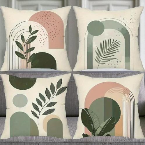 Set van 4 kussenhoezen bohemian groen roze 45x45cm, Huis en Inrichting, Woonaccessoires | Kussens, Nieuw, Roze, Vierkant, Ophalen of Verzenden