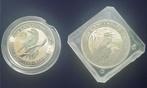 2 Zilveren munten kookaburra 2 oz 1992/1995, Postzegels en Munten, Ophalen, Zilver