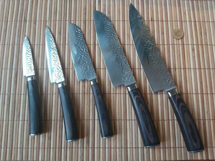 Japanse messenset (koksmes, Santoku), Huis en Inrichting, Keuken | Bestek, Nieuw, Bestekset, Rvs of Chroom, Verzenden