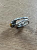 925 dubbele zilveren ring met steen, Sieraden, Tassen en Uiterlijk, Ringen, Gebruikt, Met edelsteen, 19 tot 20, Ophalen of Verzenden