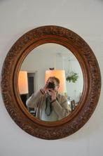 Ovale spiegel met bewerkte houten lijst, 50 tot 100 cm, Minder dan 100 cm, Ophalen, Ovaal