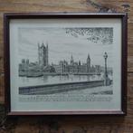 Vintage Tekening Houses of Parliament, Londen - J. Mortlock, Ophalen of Verzenden