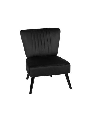 Nieuw: Fauteuil fluweel zwart VAASA 1x 