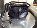 Donkerblauw leren tas, Borse in Pelle snake print crossover, Ophalen of Verzenden