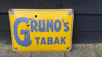Origineel oud emaille reclamebord Gruno's tabak beschikbaar voor biedingen