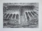 Ewoud Flumans ets "Perspective View Oude Kerk Delft", gesign, Antiek en Kunst, Kunst | Etsen en Gravures, Ophalen