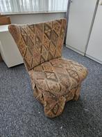 Vintage fauteuil met bloemmotief, Huis en Inrichting, Stoelen, Ophalen, Gebruikt, Bruin, Vintage