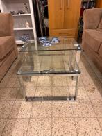 Glazen salontafel met metalen frame, Ophalen, Gebruikt, 100 tot 150 cm, Kingloop