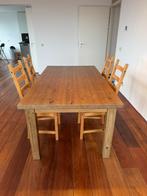 Houten (eet)tafel inclusief 4 houten stoelen, Ophalen, Gebruikt, Vijf personen of meer, 150 tot 200 cm