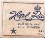Geleen suikerzakje H.C.R Hotel Riche 50/60er jaren, Ophalen of Verzenden, Nederland