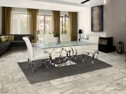 Luxe EETTAFEL Sidetable salontafel CoCo tafel RVS GLAS, Huis en Inrichting, Woonaccessoires | Overige, Nieuw, Ophalen