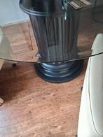 Glazen Eethoek Rond 120cm + 4 Lederen Stoelen, Ophalen of Verzenden