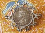 Mooie antieke speld met King George munt van zilver uit 1917, Antiek en Kunst, Ophalen of Verzenden, Zilver