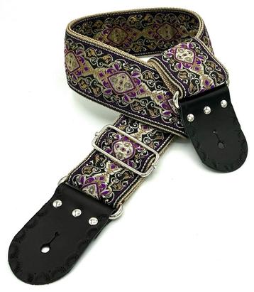 GBStof008 Gitaarband zwart paars beige barok bohemian 151cm beschikbaar voor biedingen