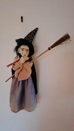 Vintage Heks met Bezem - Decoratie, Tuin en Terras, Tuinbeelden, Ophalen, Gebruikt, Overige materialen, Overige typen