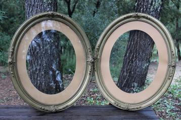 Brocante - Set grote ovale lijsten met glas! beschikbaar voor biedingen