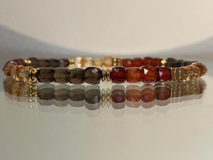Edelsteen armband met hessoniet, rookkwarts, citrien, Sieraden, Tassen en Uiterlijk, Edelstenen, Nieuw, Verzenden
