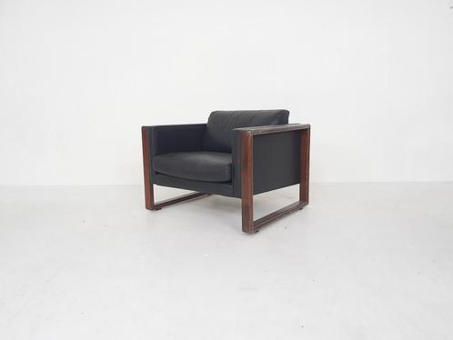 Vintage Jurgen Lange voor Walter Knoll leren fauteuil, Huis en Inrichting, Fauteuils, Gebruikt, Hout, Leer, 75 tot 100 cm, Ophalen
