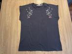 Shirt, top met vogels en bloemen applicatie, H&M, S, 36-38, H&M, Ophalen of Verzenden, Zo goed als nieuw, Korte mouw
