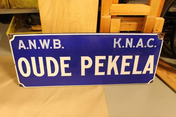 Oude Pekela KNAC ANWB plaatsnaam bord Langcat Bussum, Verzamelen, Merken en Reclamevoorwerpen, Gebruikt, Reclamebord, Ophalen