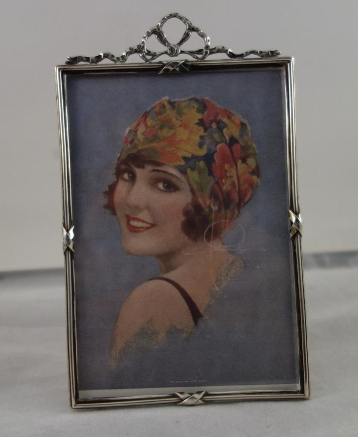 Zilveren Fotolijst met Strik, Antiek en Kunst, Antiek | Goud en Zilver, Ophalen of Verzenden