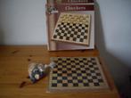 houten dambord met stenen, Hobby en Vrije tijd, Gezelschapsspellen | Bordspellen, Een of twee spelers, Ophalen, Nieuw