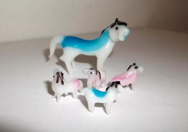 Vintage Glas Paardjes Beelden, Jaren 80, Verzamelen, Beelden en Beeldjes, Nieuw, Dier, Ophalen of Verzenden